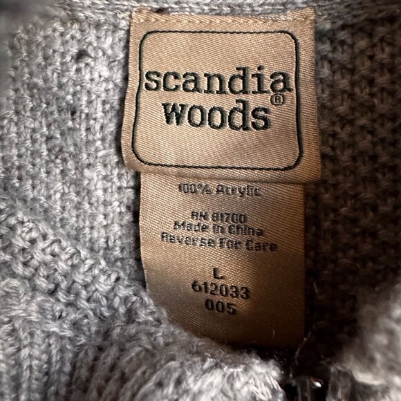 Vtg‎ Scandia Woods Mens Gray Zip Cardigan Sweater L Grandpa Dad Ribbed Oversized - Picture 3 of 6